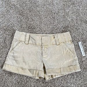 alice + olivia by stacey bendet gold linen shorts